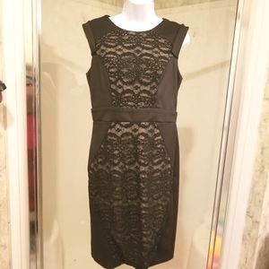 Size 8, R&M Richards black lace sequine dress